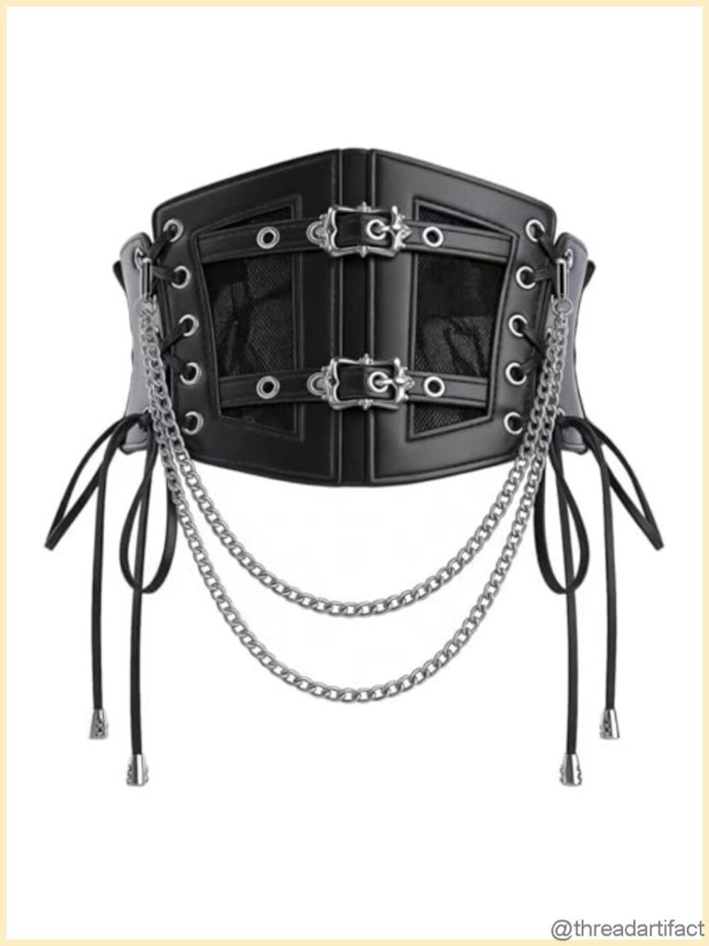 Elastic Underbust Corset Belt Lace-up PU Leather Waspie Cosplay